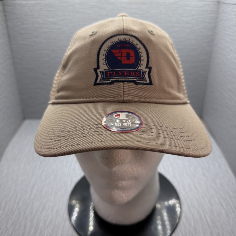 Dayton Flyers Champion Trucker Hat Cap Tan Mesh Snapback OSFM NWT NCAA